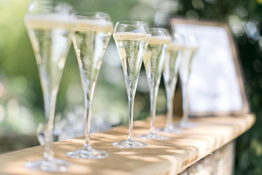 Glasses,Of,Champagne,For,An,Outdoor,Party,,Reception,Or,Wedding
